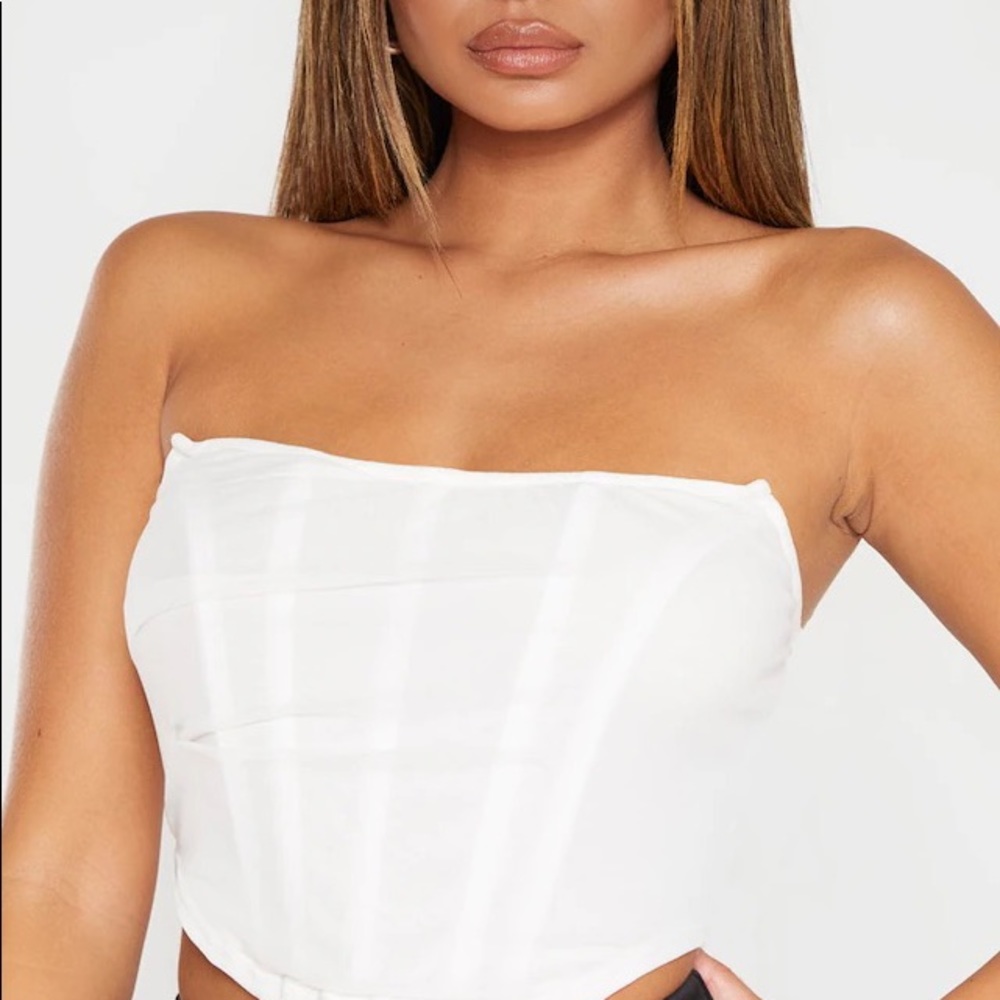 White Mesh Boned Curved Hem Corset ✨